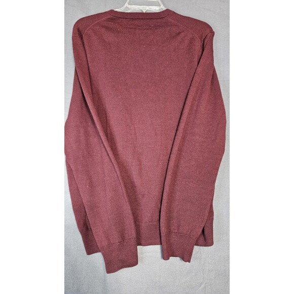 Jos A Bank Men's Wool V Neck Sweater Long Sleeve Maroon Merino Wool Size Large - Picture 5 of 6